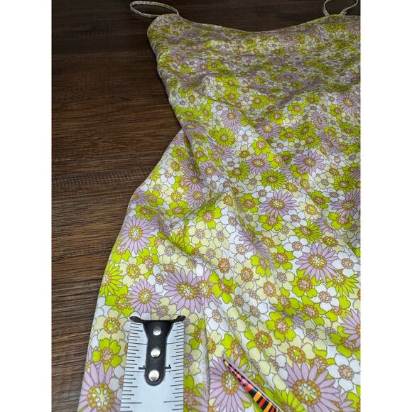 NWT Zara slip dress floral retro 60s 70s hippie spaghetti strap size SMALL *flaw - Picture 11 of 14